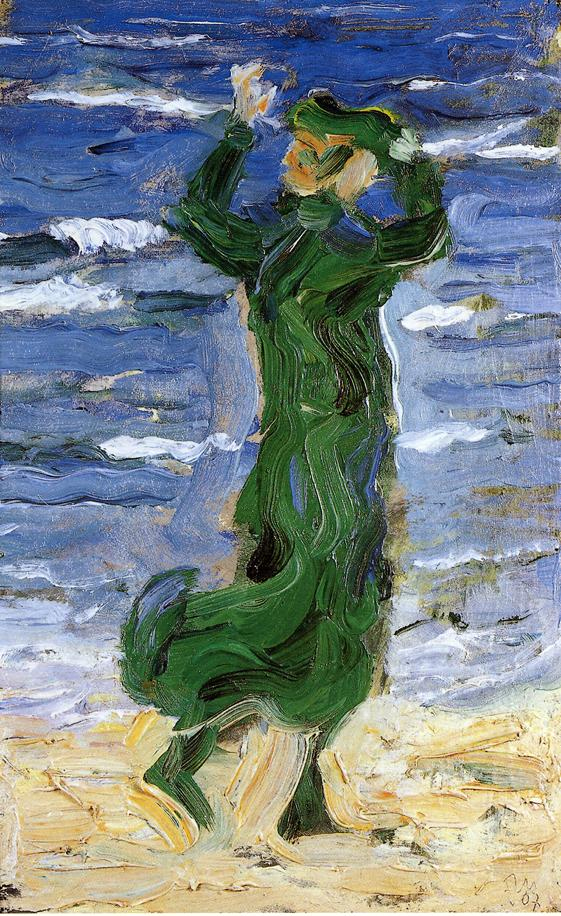 (image for) Handmade oil painting Copy paintings of famous artists Franz Marc's art Woman in the Wind by the Sea